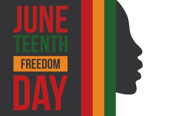 Haziran Bağımsızlık Günü 'nde. Özgürlük ya da Özgürlük Günü. Yıllık Amerikan bayramı, 19 Haziran 'da kutlandı. Afro-Amerikan tarihi ve mirası. Poster, tebrik kartı, afiş ve geçmiş. Vektör