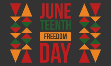 Haziran Bağımsızlık Günü 'nde. Özgürlük ya da Özgürlük Günü. Yıllık Amerikan bayramı, 19 Haziran 'da kutlandı. Afro-Amerikan tarihi ve mirası. Poster, tebrik kartı, afiş ve geçmiş. Vektör