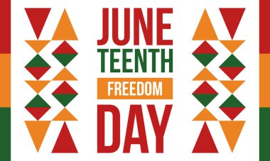 Haziran Bağımsızlık Günü 'nde. Özgürlük ya da Özgürlük Günü. Yıllık Amerikan bayramı, 19 Haziran 'da kutlandı. Afro-Amerikan tarihi ve mirası. Poster, tebrik kartı, afiş ve geçmiş. Vektör