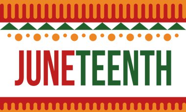 Haziran Bağımsızlık Günü 'nde. Özgürlük ya da Özgürlük Günü. Yıllık Amerikan bayramı, 19 Haziran 'da kutlandı. Afro-Amerikan tarihi ve mirası. Poster, tebrik kartı, afiş ve geçmiş. Vektör