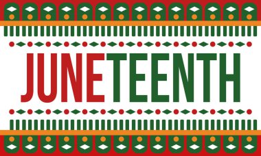 Haziran Bağımsızlık Günü 'nde. Özgürlük ya da Özgürlük Günü. Yıllık Amerikan bayramı, 19 Haziran 'da kutlandı. Afro-Amerikan tarihi ve mirası. Poster, tebrik kartı, afiş ve geçmiş. Vektör