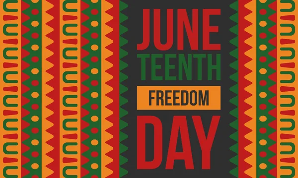 Haziran Bağımsızlık Günü 'nde. Özgürlük ya da Özgürlük Günü. Yıllık Amerikan bayramı, 19 Haziran 'da kutlandı. Afro-Amerikan tarihi ve mirası. Poster, tebrik kartı, afiş ve geçmiş. Vektör