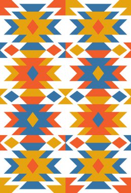 Geleneksel Geometrik Kabile Motifleri ve Sıcak Toprak Tonları ile Etnik Halk Düzeni Arkaplanı. İllüstrasyon sanatı. Vektör