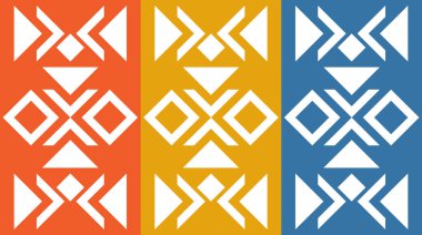 Geleneksel Geometrik Kabile Motifleri ve Sıcak Toprak Tonları ile Etnik Halk Düzeni Arkaplanı. İllüstrasyon sanatı. Vektör