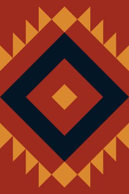 Geleneksel Geometrik Kabile Motifleri ve Sıcak Toprak Tonları ile Etnik Halk Düzeni Arkaplanı. İllüstrasyon sanatı. Vektör