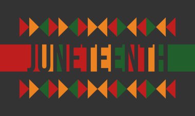 Haziran Bağımsızlık Günü 'nde. Özgürlük ya da Özgürlük Günü. Yıllık Amerikan bayramı, 19 Haziran 'da kutlandı. Afro-Amerikan tarihi ve mirası. Poster, tebrik kartı, afiş ve geçmiş. Vektör