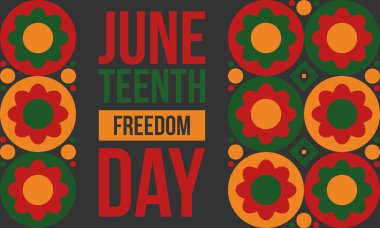 Haziran Bağımsızlık Günü 'nde. Özgürlük ya da Özgürlük Günü. Yıllık Amerikan bayramı, 19 Haziran 'da kutlandı. Afro-Amerikan tarihi ve mirası. Poster, tebrik kartı, afiş ve geçmiş. Vektör