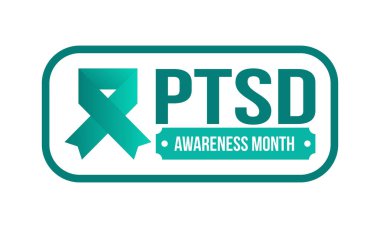 Haziran 'da TSSB Farkındalık Ayı. Travma Sonrası Stres Bozukluğu. Amerika 'da yıllık kutlama. Tıbbi sağlık ve farkındalık tasarımı. Poster, kart, afiş ve geçmiş. Vektör illüstrasyonu