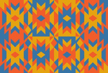 Geleneksel Geometrik Kabile Motifleri ve Sıcak Toprak Tonları ile Etnik Halk Düzeni Arkaplanı. İllüstrasyon sanatı. Vektör