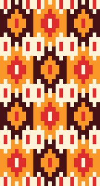 Geleneksel Geometrik Kabile Motifleri ve Sıcak Toprak Tonları ile Etnik Halk Düzeni Arkaplanı. İllüstrasyon sanatı. Vektör