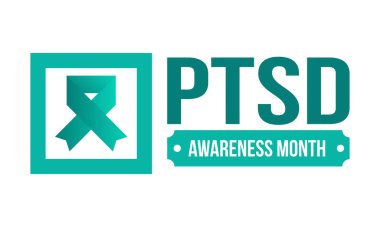 Haziran 'da TSSB Farkındalık Ayı. Travma Sonrası Stres Bozukluğu. Amerika 'da yıllık kutlama. Tıbbi sağlık ve farkındalık tasarımı. Poster, kart, afiş ve geçmiş. Vektör illüstrasyonu