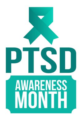 Haziran 'da TSSB Farkındalık Ayı. Travma Sonrası Stres Bozukluğu. Amerika 'da yıllık kutlama. Tıbbi sağlık ve farkındalık tasarımı. Poster, kart, afiş ve geçmiş. Vektör illüstrasyonu
