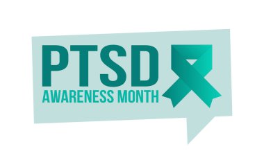 Haziran 'da TSSB Farkındalık Ayı. Travma Sonrası Stres Bozukluğu. Amerika 'da yıllık kutlama. Tıbbi sağlık ve farkındalık tasarımı. Poster, kart, afiş ve geçmiş. Vektör illüstrasyonu