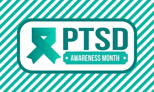 Haziran 'da TSSB Farkındalık Ayı. Travma Sonrası Stres Bozukluğu. Amerika 'da yıllık kutlama. Tıbbi sağlık ve farkındalık tasarımı. Poster, kart, afiş ve geçmiş. Vektör illüstrasyonu