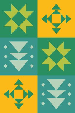 Geleneksel Geometrik Kabile Motifleri ve Sıcak Toprak Tonları ile Etnik Halk Düzeni Arkaplanı. İllüstrasyon sanatı. Vektör