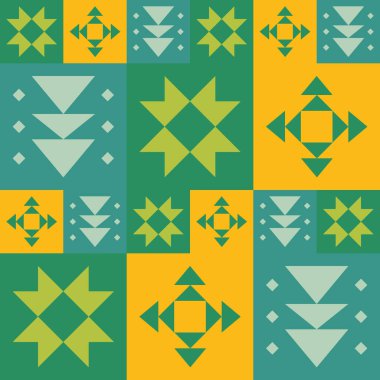 Geleneksel Geometrik Kabile Motifleri ve Sıcak Toprak Tonları ile Etnik Halk Düzeni Arkaplanı. İllüstrasyon sanatı. Vektör