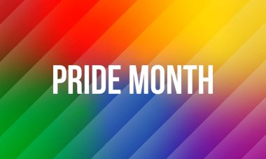 Haziranda Gurur Ayı. LGBTQ+. Lezbiyen Gey Biseksüel Transseksüel. Yıllık kutlama. LGBT bayrağı. Gökkuşağı aşk konsepti. İnsan hakları ve hoşgörü. Poster, kart, afiş ve geçmiş. Vektör illüstrasyonu