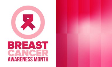 Meme Kanseri Farkındalığı Ayı. Pembe Ekim. Pembe kurdele. Kadın sağlık hizmetleri. Yıllık kutlama. Sağlık konsepti. Kız dayanışması. Kanseri önleme. Kadın hastalıkları. Poster, afiş ve arkaplan. Vektör