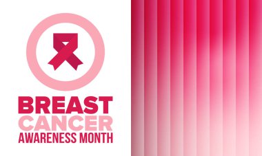 Meme Kanseri Farkındalığı Ayı. Pembe Ekim. Pembe kurdele. Kadın sağlık hizmetleri. Yıllık kutlama. Sağlık konsepti. Kız dayanışması. Kanseri önleme. Kadın hastalıkları. Poster, afiş ve arkaplan. Vektör