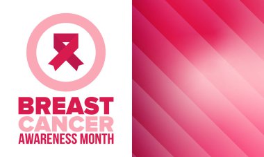 Meme Kanseri Farkındalığı Ayı. Pembe Ekim. Pembe kurdele. Kadın sağlık hizmetleri. Yıllık kutlama. Sağlık konsepti. Kız dayanışması. Kanseri önleme. Kadın hastalıkları. Poster, afiş ve arkaplan. Vektör