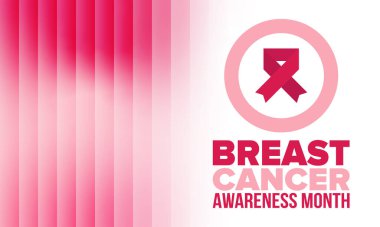 Meme Kanseri Farkındalığı Ayı. Pembe Ekim. Pembe kurdele. Kadın sağlık hizmetleri. Yıllık kutlama. Sağlık konsepti. Kız dayanışması. Kanseri önleme. Kadın hastalıkları. Poster, afiş ve arkaplan. Vektör