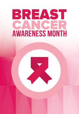 Meme Kanseri Farkındalığı Ayı. Pembe Ekim. Pembe kurdele. Kadın sağlık hizmetleri. Yıllık kutlama. Sağlık konsepti. Kız dayanışması. Kanseri önleme. Kadın hastalıkları. Poster, afiş ve arkaplan. Vektör