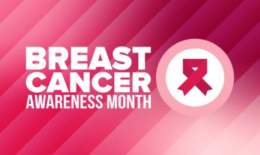 Meme Kanseri Farkındalığı Ayı. Pembe Ekim. Pembe kurdele. Kadın sağlık hizmetleri. Yıllık kutlama. Sağlık konsepti. Kız dayanışması. Kanseri önleme. Kadın hastalıkları. Poster, afiş ve arkaplan. Vektör