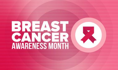 Meme Kanseri Farkındalığı Ayı. Pembe Ekim. Pembe kurdele. Kadın sağlık hizmetleri. Yıllık kutlama. Sağlık konsepti. Kız dayanışması. Kanseri önleme. Kadın hastalıkları. Poster, afiş ve arkaplan. Vektör