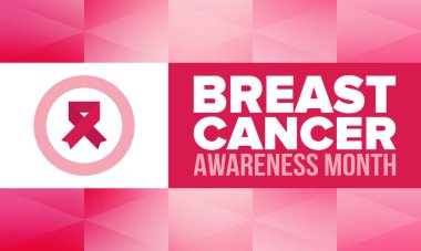 Meme Kanseri Farkındalığı Ayı. Pembe Ekim. Pembe kurdele. Kadın sağlık hizmetleri. Yıllık kutlama. Sağlık konsepti. Kız dayanışması. Kanseri önleme. Kadın hastalıkları. Poster, afiş ve arkaplan. Vektör