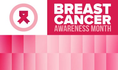 Meme Kanseri Farkındalığı Ayı. Pembe Ekim. Pembe kurdele. Kadın sağlık hizmetleri. Yıllık kutlama. Sağlık konsepti. Kız dayanışması. Kanseri önleme. Kadın hastalıkları. Poster, afiş ve arkaplan. Vektör