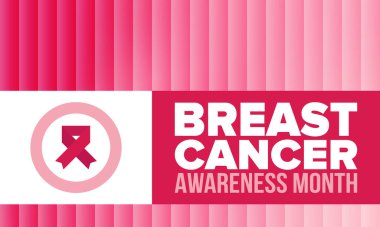 Meme Kanseri Farkındalığı Ayı. Pembe Ekim. Pembe kurdele. Kadın sağlık hizmetleri. Yıllık kutlama. Sağlık konsepti. Kız dayanışması. Kanseri önleme. Kadın hastalıkları. Poster, afiş ve arkaplan. Vektör