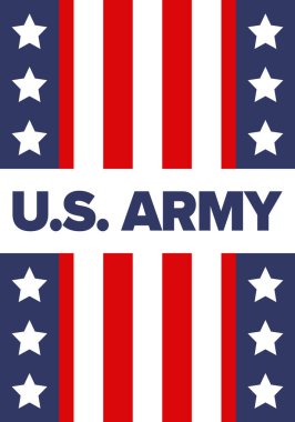 Amerikan Bayrak Renkleri 'nde Yıldız ve Çizgili Vatansever Amerikan Ordusu Grafiği. Vektör