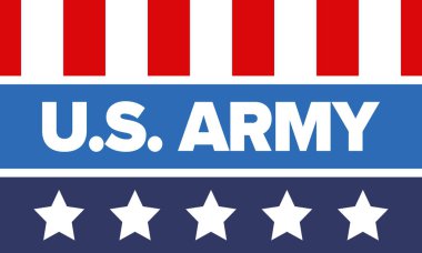 Amerikan Bayrak Renkleri 'nde Yıldız ve Çizgili Vatansever Amerikan Ordusu Grafiği. Vektör