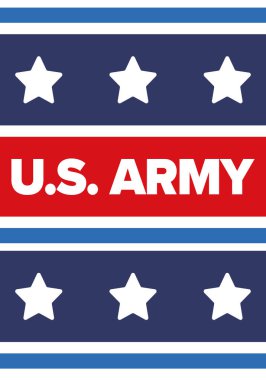 Amerikan Bayrak Renkleri 'nde Yıldız ve Çizgili Vatansever Amerikan Ordusu Grafiği. Vektör