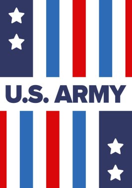 Amerikan Bayrak Renkleri 'nde Yıldız ve Çizgili Vatansever Amerikan Ordusu Grafiği. Vektör