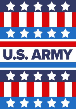 Amerikan Bayrak Renkleri 'nde Yıldız ve Çizgili Vatansever Amerikan Ordusu Grafiği. Vektör