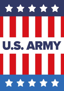 Amerikan Bayrak Renkleri 'nde Yıldız ve Çizgili Vatansever Amerikan Ordusu Grafiği. Vektör