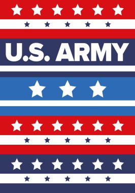 Amerikan Bayrak Renkleri 'nde Yıldız ve Çizgili Vatansever Amerikan Ordusu Grafiği. Vektör