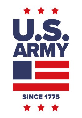 Amerikan Bayrak Renkleri 'nde Yıldız ve Çizgili Vatansever Amerikan Ordusu Grafiği. Vektör