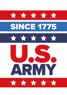 Amerikan Bayrak Renkleri 'nde Yıldız ve Çizgili Vatansever Amerikan Ordusu Grafiği. Vektör