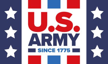 Amerikan Bayrak Renkleri 'nde Yıldız ve Çizgili Vatansever Amerikan Ordusu Grafiği. Vektör