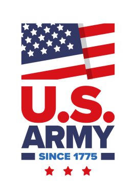 Amerikan Bayrak Renkleri 'nde Yıldız ve Çizgili Vatansever Amerikan Ordusu Grafiği. Vektör