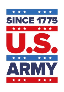 Amerikan Bayrak Renkleri 'nde Yıldız ve Çizgili Vatansever Amerikan Ordusu Grafiği. Vektör