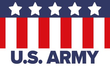 Amerikan Bayrak Renkleri 'nde Yıldız ve Çizgili Vatansever Amerikan Ordusu Grafiği. Vektör