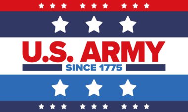 Amerikan Bayrak Renkleri 'nde Yıldız ve Çizgili Vatansever Amerikan Ordusu Grafiği. Vektör