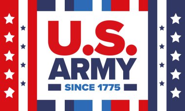 Amerikan Bayrak Renkleri 'nde Yıldız ve Çizgili Vatansever Amerikan Ordusu Grafiği. Vektör