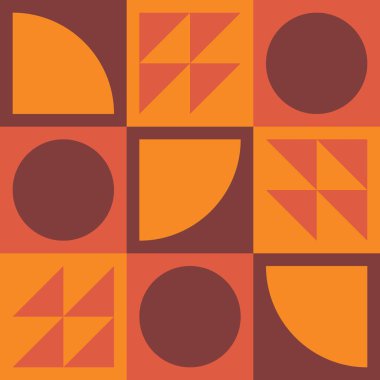 Geleneksel Geometrik Kabile Motifleri ve Sıcak Toprak Tonları ile Etnik Halk Düzeni Arkaplanı. İllüstrasyon sanatı. Vektör