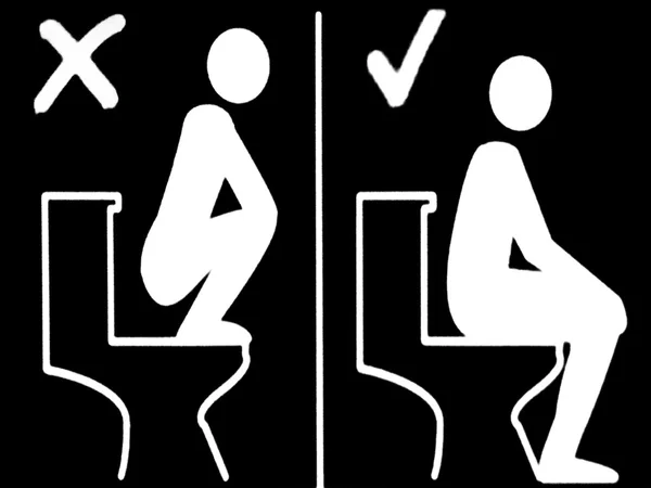 Toilet teken van hoe om te zitten op een WC-sit — Stockfoto