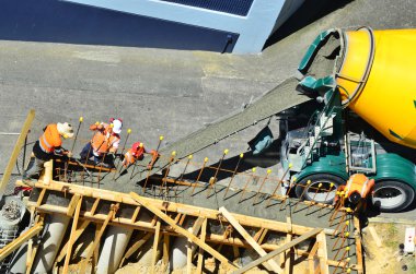 İnşaatçılar Çimento Beton duvara dökmek