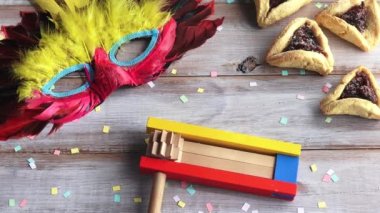 Düz Purim Yahudi tatil yiyecek ve nesneleri arka planını yatıyordu